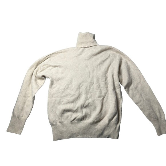 Zara‎ Turtleneck Oatmeal Knit Cropped Sweater Womens Medium 100% Wool - Picture 2 of 10